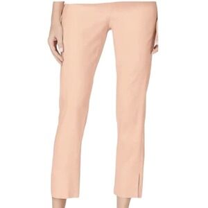 J Jill Linen Stretch Pants Womens Large Pink Cropped Front Slit Pull On